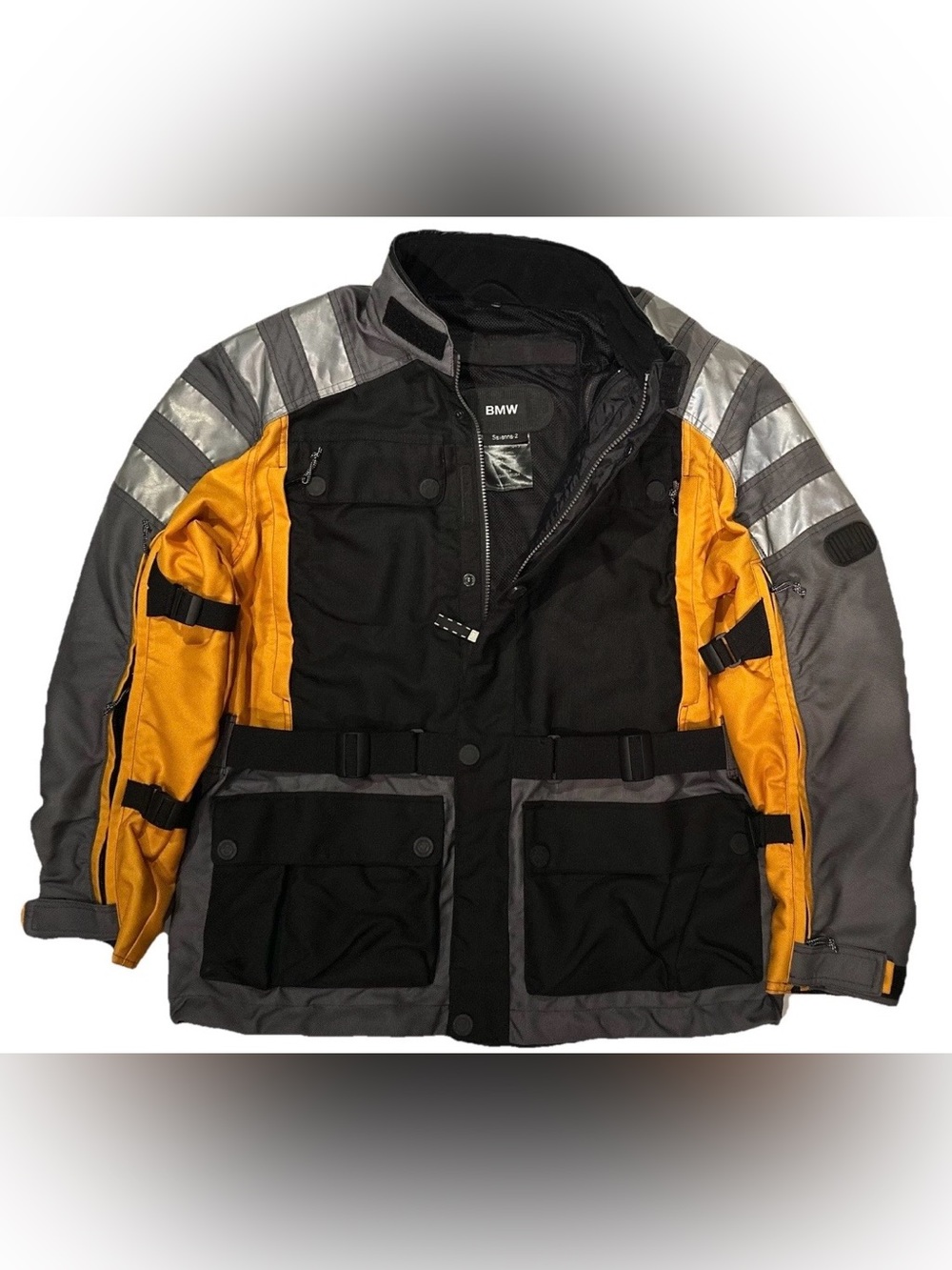 BMW MOTORCYCLE JACKET PROTECTION GEAR SAVANNA 2 44R 44 R XL BLACK YELLOW GRAY